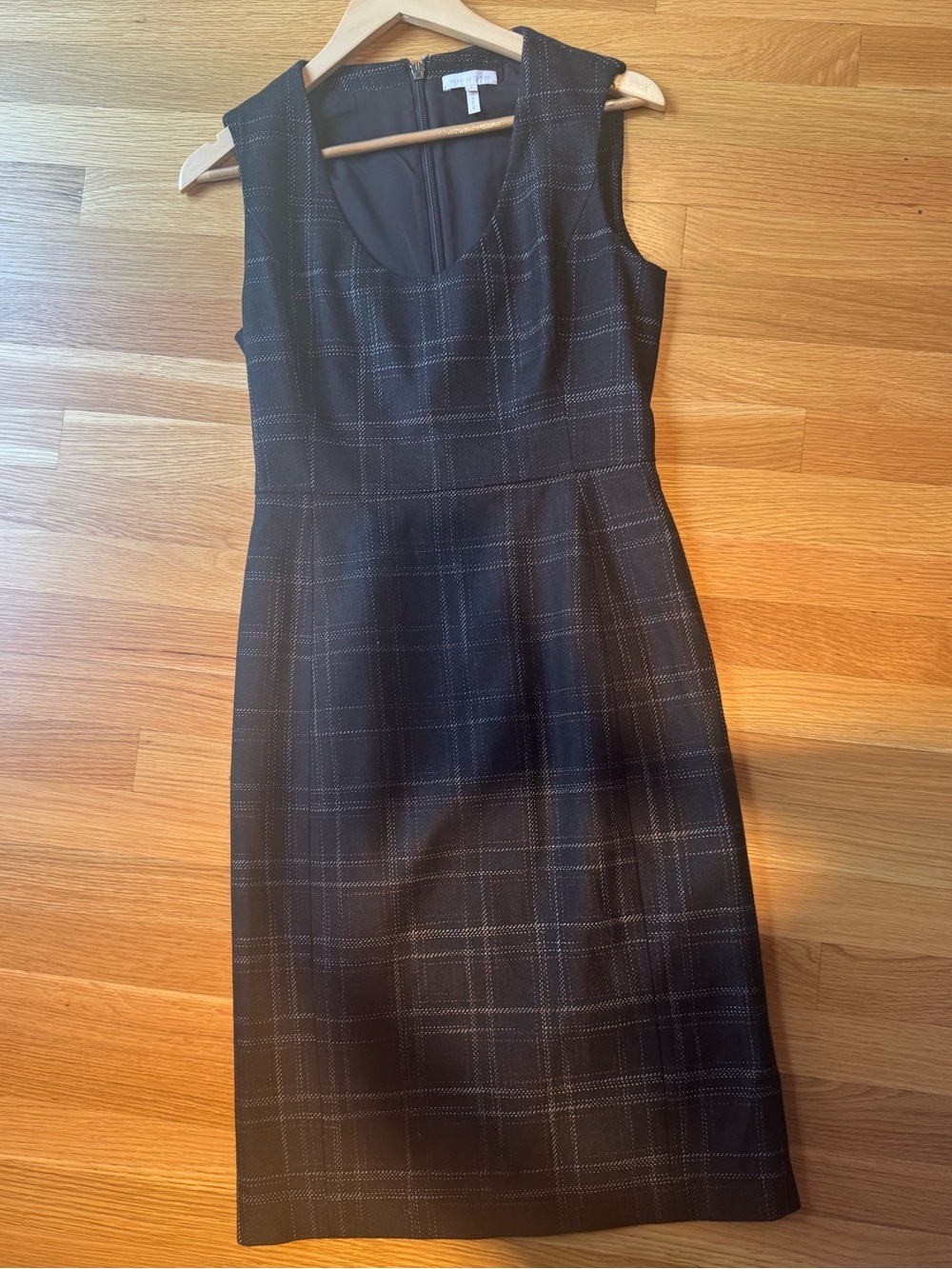Rebecca Taylor Black Charcoal Plaid Sleeveless Sheath Dress